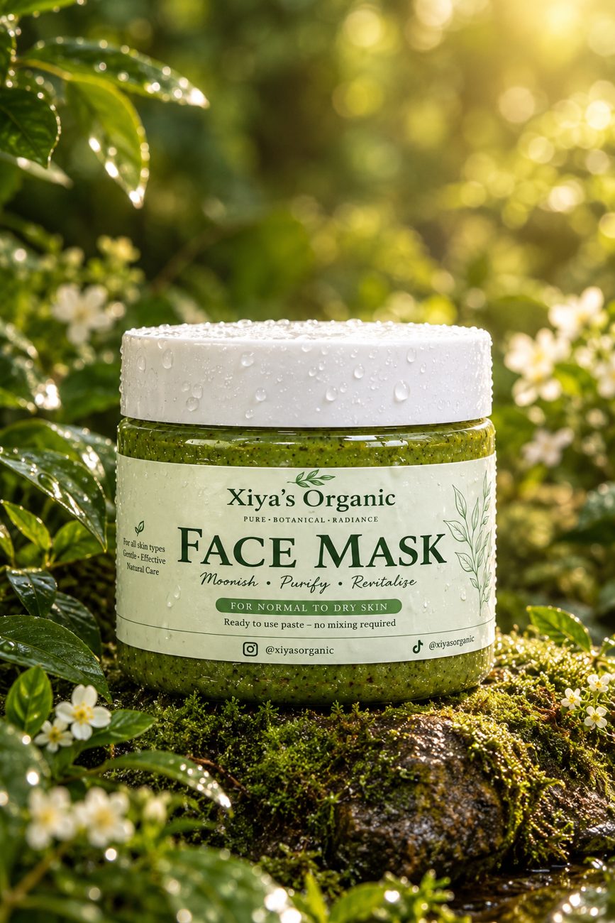 Xiya's Organic Face Mask in a natural setting