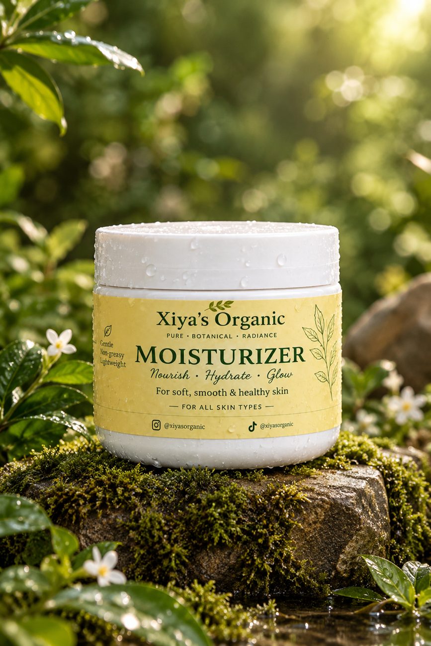 Xiya's Organic Moisturizer in a natural setting